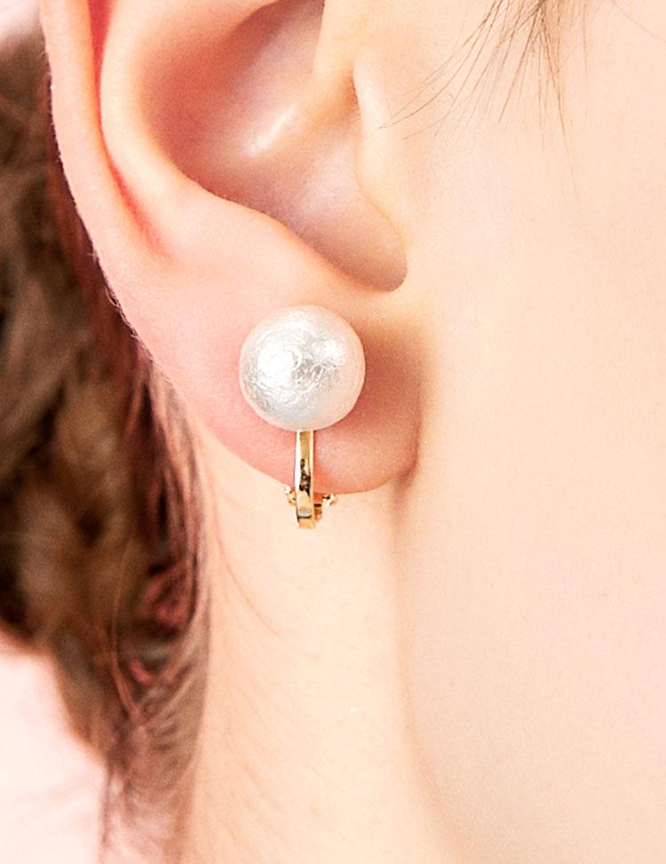 Understand! Gentle and versatile Japanese cotton pearl single pearl stud earrings with adjustable spiral clip - dianjiang-