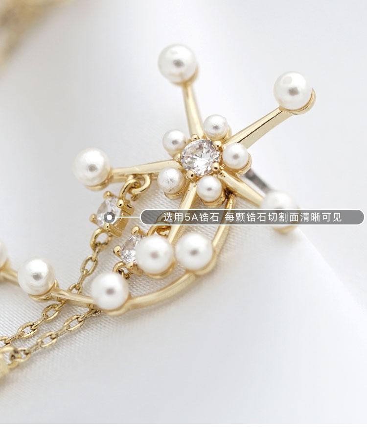 Original design Heavy Industries Windmill fringed pearl earrings ear clip earless women's high sense round face - dianjiang-