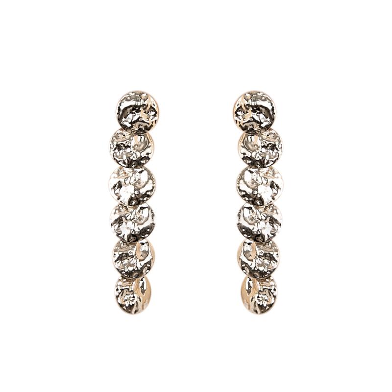 Advanced gray design sense Environmental protection light brass piece plated light titanium metal earrings earrings without ear holes female long model - dianjiang-