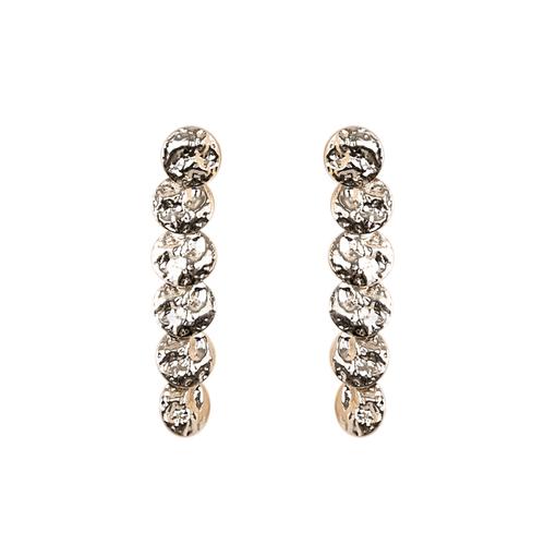 Advanced gray design sense Environmental protection light brass piece plated light titanium metal earrings earrings without ear holes female long model - dianjiang-