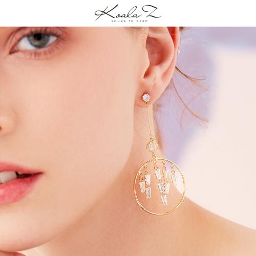 Fresh temperament lady metal ring crystal zircon tassel earrings earring earring female - dianjiang-