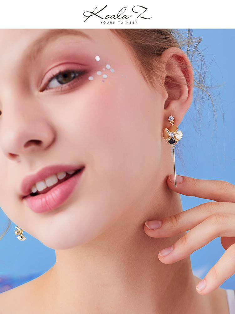 Daily small fresh asymmetrical windmill ear nail earrings no ear hole ear clip female painless daily set-up - dianjiang-