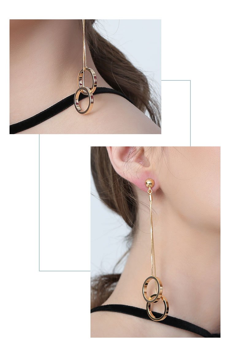 Ring Peding Bell Can be heard crisp collision sound long stream su ring fashion earrings ear clip no ear hole female - dianjiang-