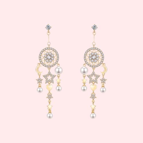 Star jewelry!  Heavy industry design long tassel stars moon dream catcher earring earring earring female - dianjiang-