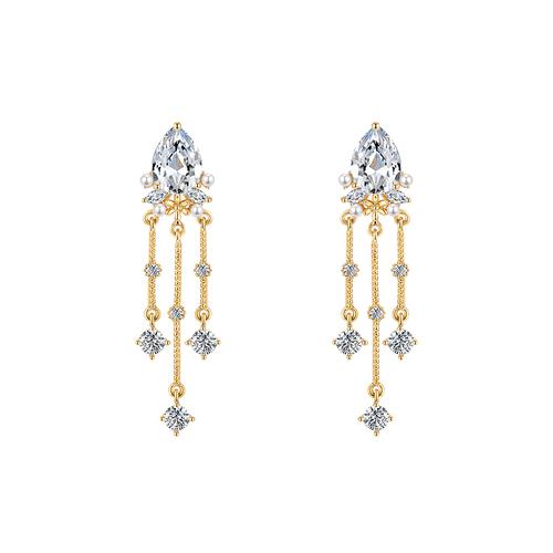 Advanced design water drop rocket metal tassel temperament earrings without ear holes ear clip female Japanese line - dianjiang-