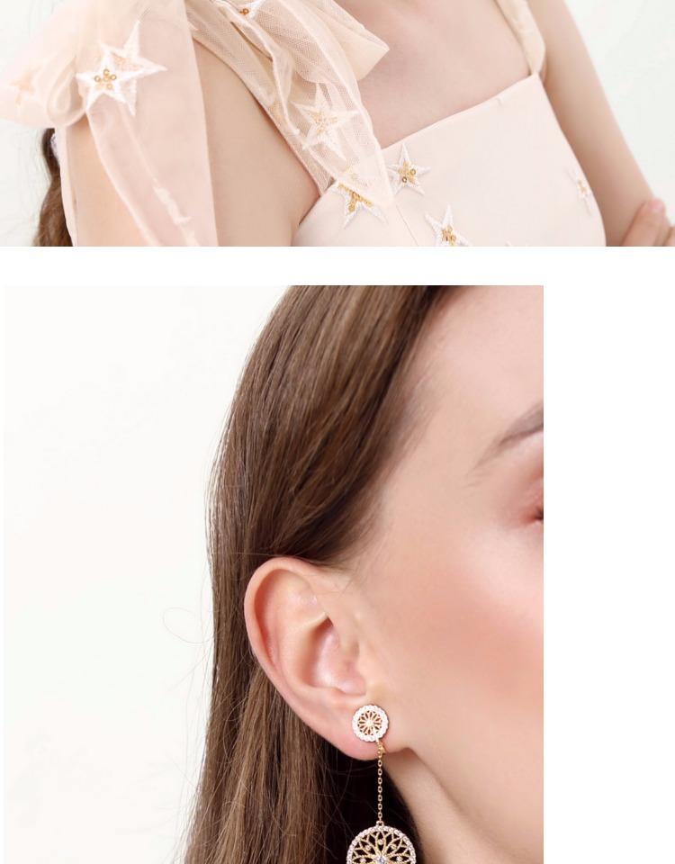 Lace cut out, diamond set, dream catcher, Japanese sweet earrings, earmuffs, no earholes, female, European and American atmosphere - dianjiang-