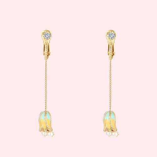 Japanese boutique drop glaze wind chime hyacinth tassel pendants sweet earrings earrings painless earbuds female - dianjiang-