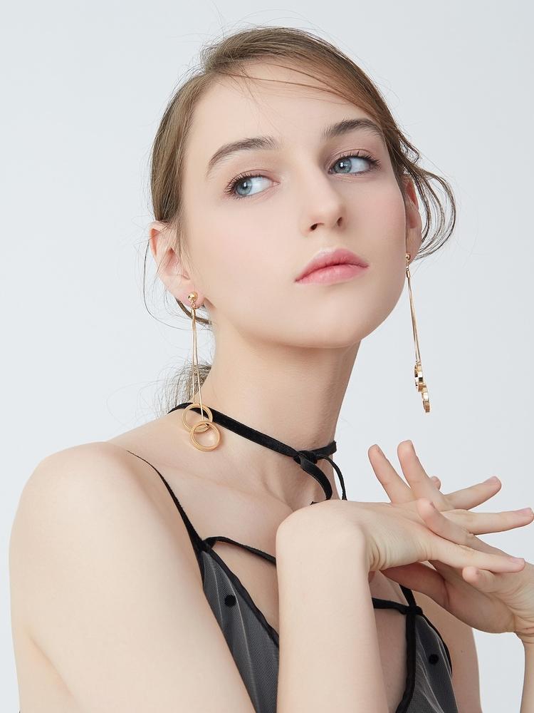 Ring Peding Bell Can be heard crisp collision sound long stream su ring fashion earrings ear clip no ear hole female - dianjiang-