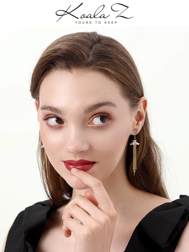 Round face sharp weapon chic hanging wreath tassel small long spike long fairy earrings ear clip without ear hole female - dianjiang-