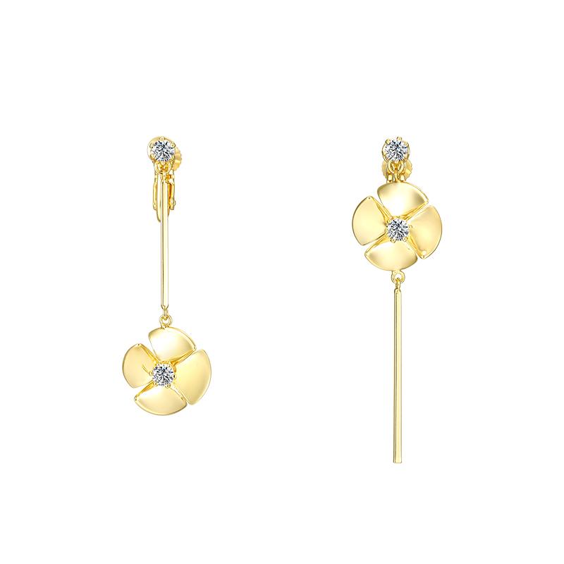 Daily small fresh asymmetrical windmill ear nail earrings no ear hole ear clip female painless daily set-up - dianjiang-