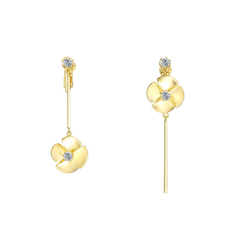 Daily small fresh asymmetrical windmill ear nail earrings no ear hole ear clip female painless daily set-up - dianjiang-