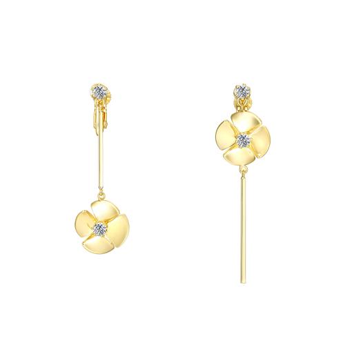 Daily small fresh asymmetrical windmill ear nail earrings no ear hole ear clip female painless daily set-up - dianjiang-