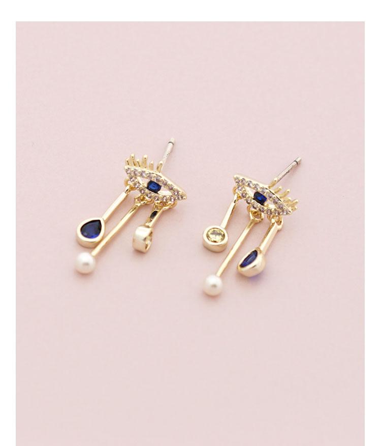 Devil's eye is small and exquisite temperament personality earring earring earring clip female blue eyes retro - dianjiang-