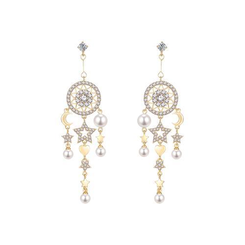 Star jewelry!  Heavy industry design long tassel stars moon dream catcher earring earring earring female - dianjiang-