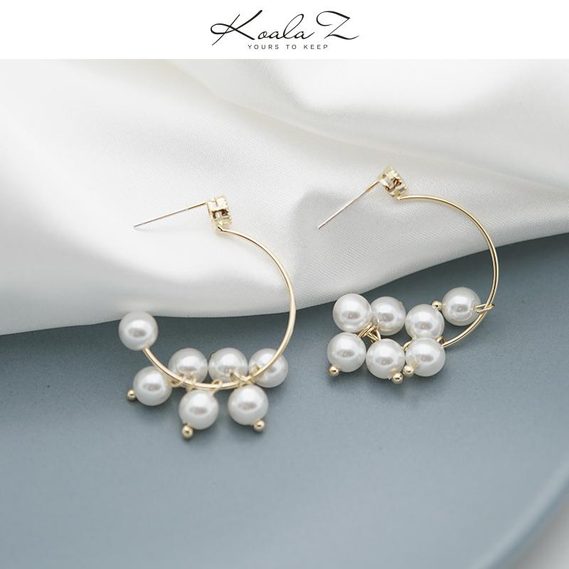 Design of semi-circular metal coil Pearl Earrings Earrings Earrings Earrings without ear holes female daily fresh and lovely personality - dianjiang-