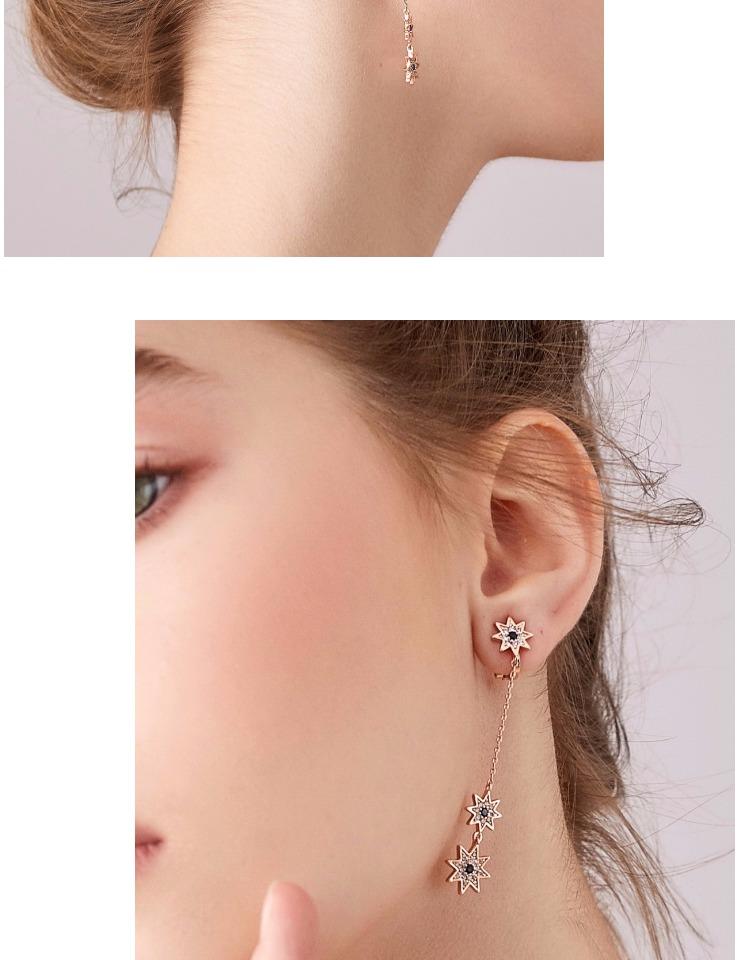 Long stream Su star star blue diamond earrings no ear hole female painless European and American parcel mail - dianjiang-