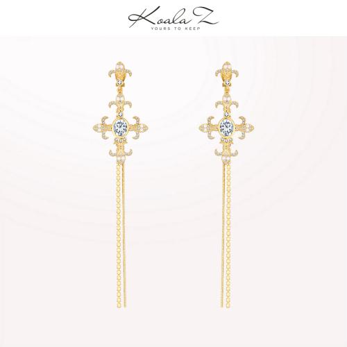 Clean warehouse, flawless, lint free cloth bag, original 85, do not return, do not change Baroque big cross, Tassel Earrings - dianjiang-