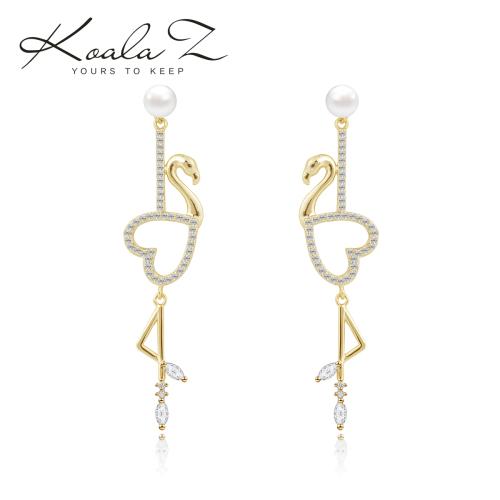 Ins Flamingo Long Girls Heart Earrings Earrings Earrings No Earholes Female European and American Network Red Fashion - dianjiang-