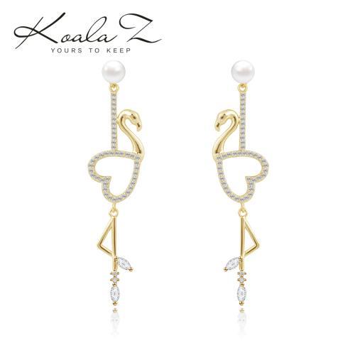 个性ins火烈鸟长款少女心耳环耳夹无耳洞女欧美网红时髦 - dianjiang-