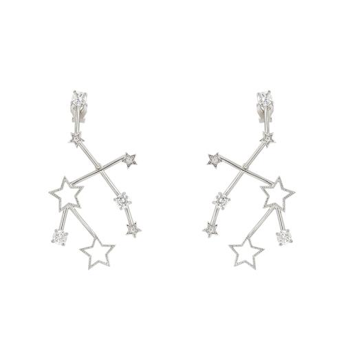 New Japanese and South Korean sweet exaggerated face shape five star two color Earrings no ear hole ear clip women's versatile - dianjiang-