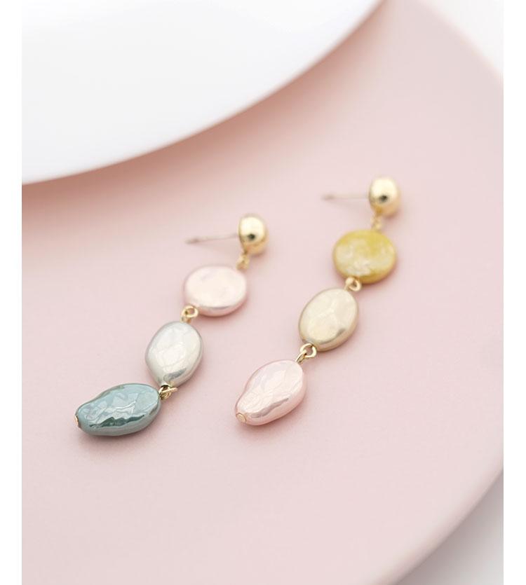 Spring Morandi New Color Light texture asymmetric stitching irregular long ear nails earless hole ear clip female - dianjiang-