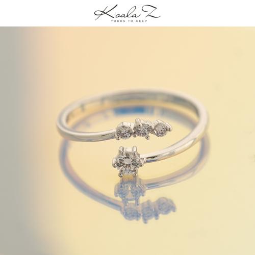 老客福利 个性精致简约设计星星月亮镶嵌锆石可调节开口戒指 - dianjiang-