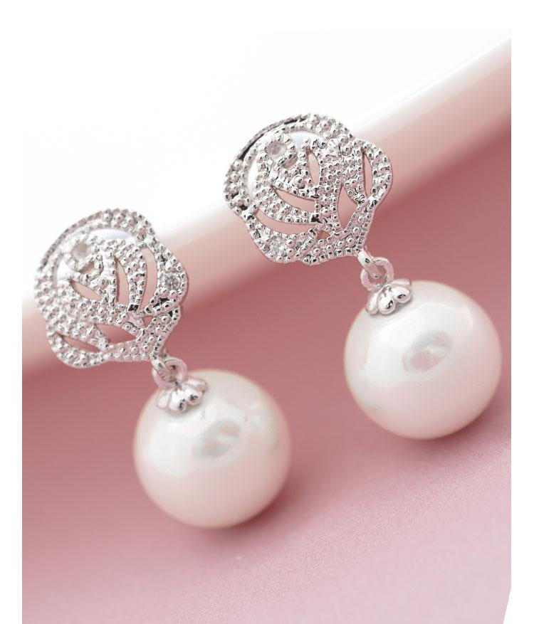 Special price rose pearl Pendant Earring clip European and American earless female transparent silicone cushion - dianjiang-