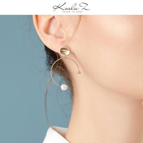C-shaped circular arc simple and versatile natural pearl millet bead extremely simple earring ear clip without ear hole female Korean cold - dianjiang-