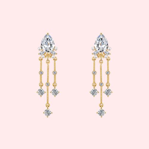 Advanced design water drop rocket metal tassel temperament earrings without ear holes ear clip female Japanese line - dianjiang-