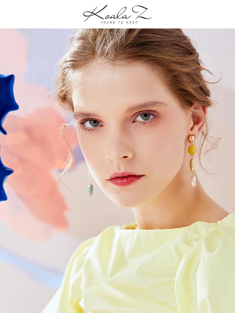 Spring Morandi New Color Light texture asymmetric stitching irregular long ear nails earless hole ear clip female - dianjiang-