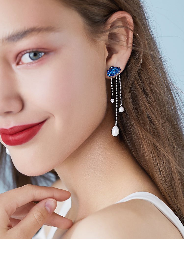 Cloud raindrops long earrings earrings earrings earrings earrings earrings earrings earrings earrings earrings - dianjiang-