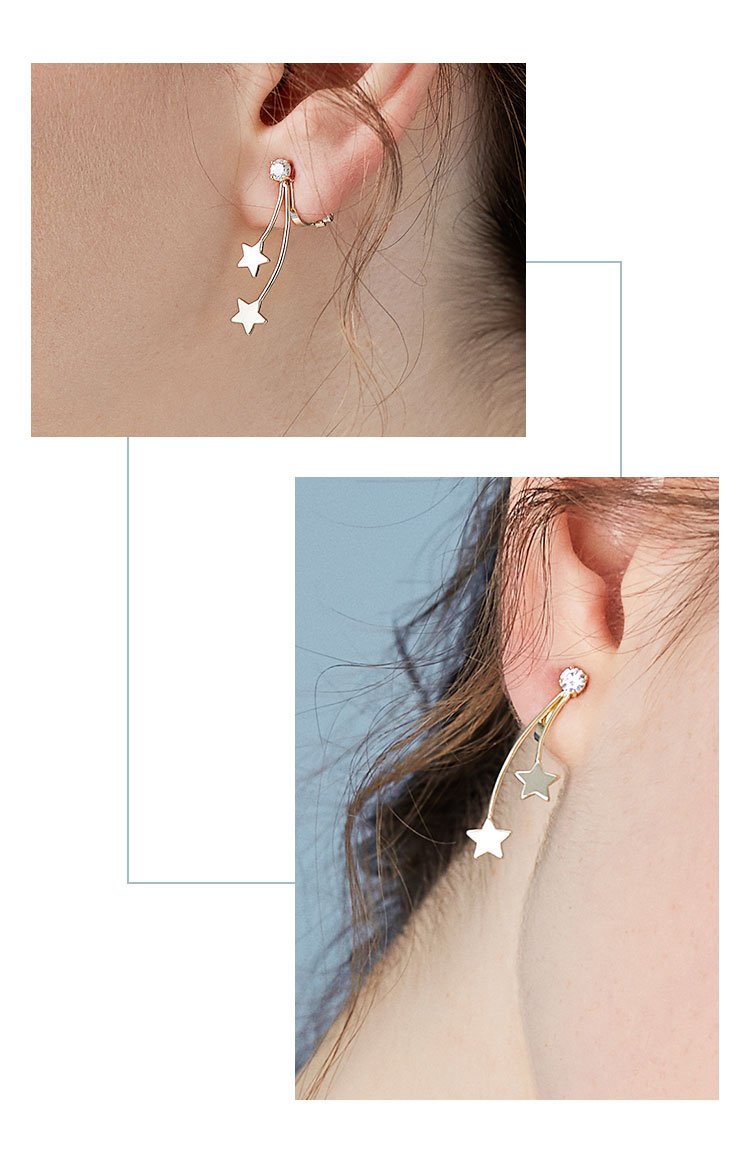 Minimalist meteor, simple and versatile, metallic meteor, comet tail, earring, ear clip, earless, female Japanese - dianjiang-