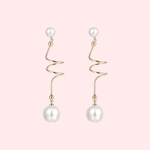 Design sense of minimalist cold wind wind wind large pearl long earring earrings without ear holes female European and American exaggeration - dianjiang-
