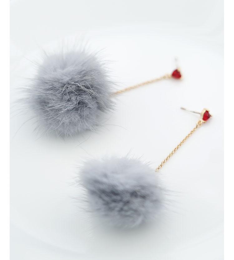 Japanese Joker slimming long mink fur ball love tassel earrings without earhole earclip female painless Joker - dianjiang-