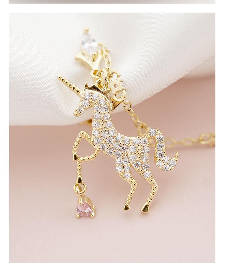 Adorable pink pink girl's heart asymmetrical metal full of diamond unicorn ear pendant earrings no ear socket clip - dianjiang-