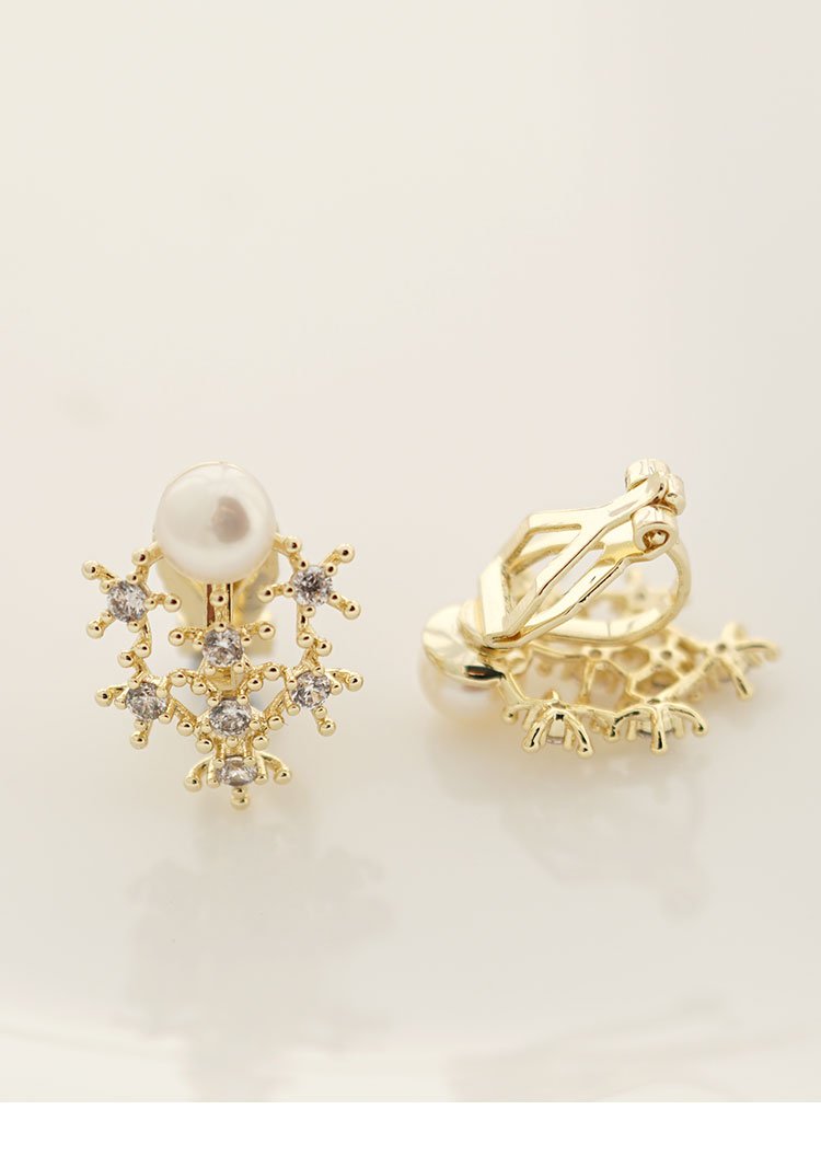 Everyday, all kinds of natural pearls, stars, zircon, advanced, small and simple earrings, earrings, painless, no ear hole, ear clip - dianjiang-