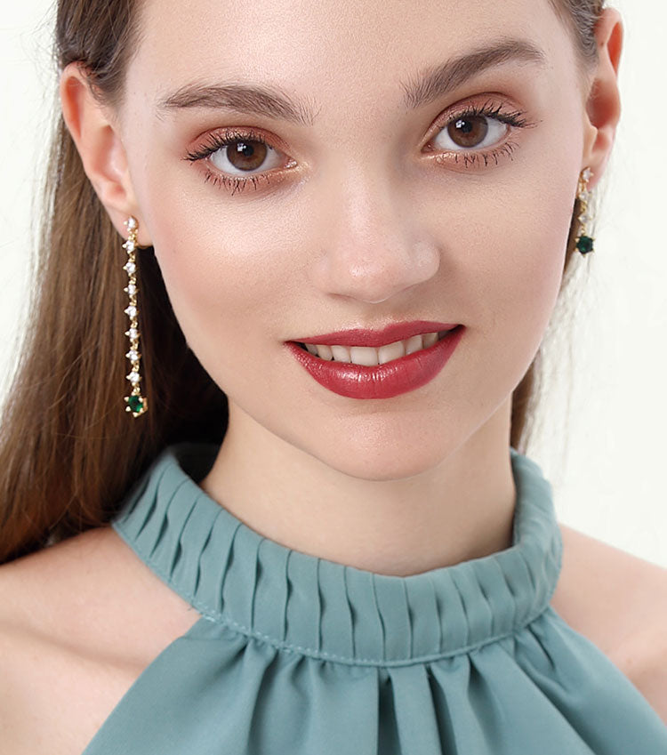 Clearance Flaw-free Flawless Flawless Bags Do Not Return and Do Not Change Asymmetric Emerald Earrings Earrings - dianjiang-