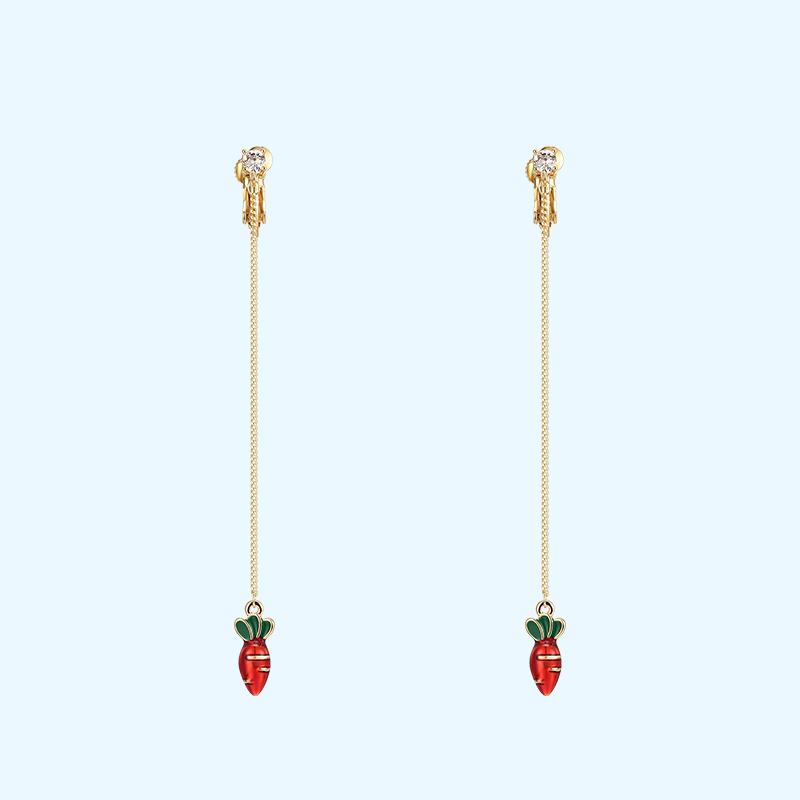 Cute drop of glaze metal carrot Japanese vitality sweet earring earring earring female painless daily - dianjiang-