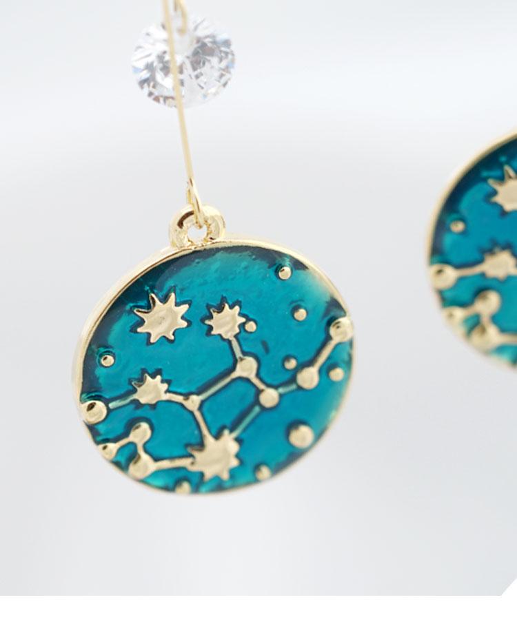 Japanese hand new Van Gogh starry blue drop glazed disc star star earrings earrings ear nail female earless hole - dianjiang-