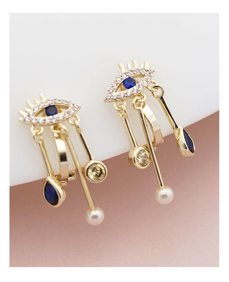 Devil's eye is small and exquisite temperament personality earring earring earring clip female blue eyes retro - dianjiang-