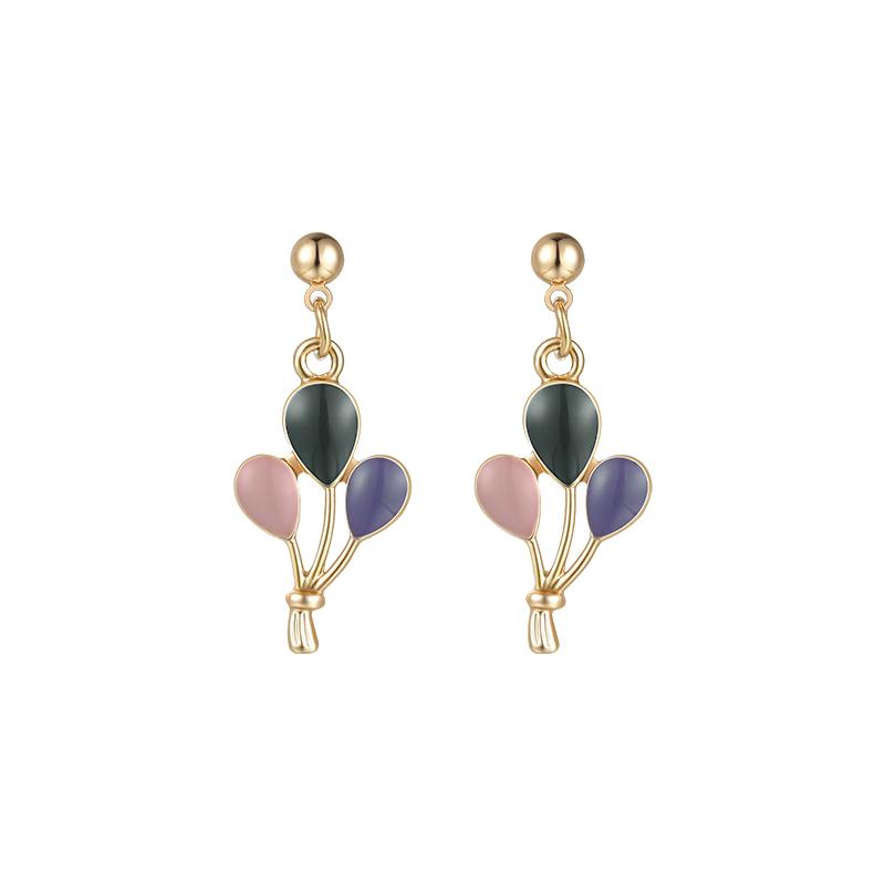 Hand-glazed Little cute colored Morandi balloon earrings ear clip earless female Japanese fresh Korean INS - dianjiang-