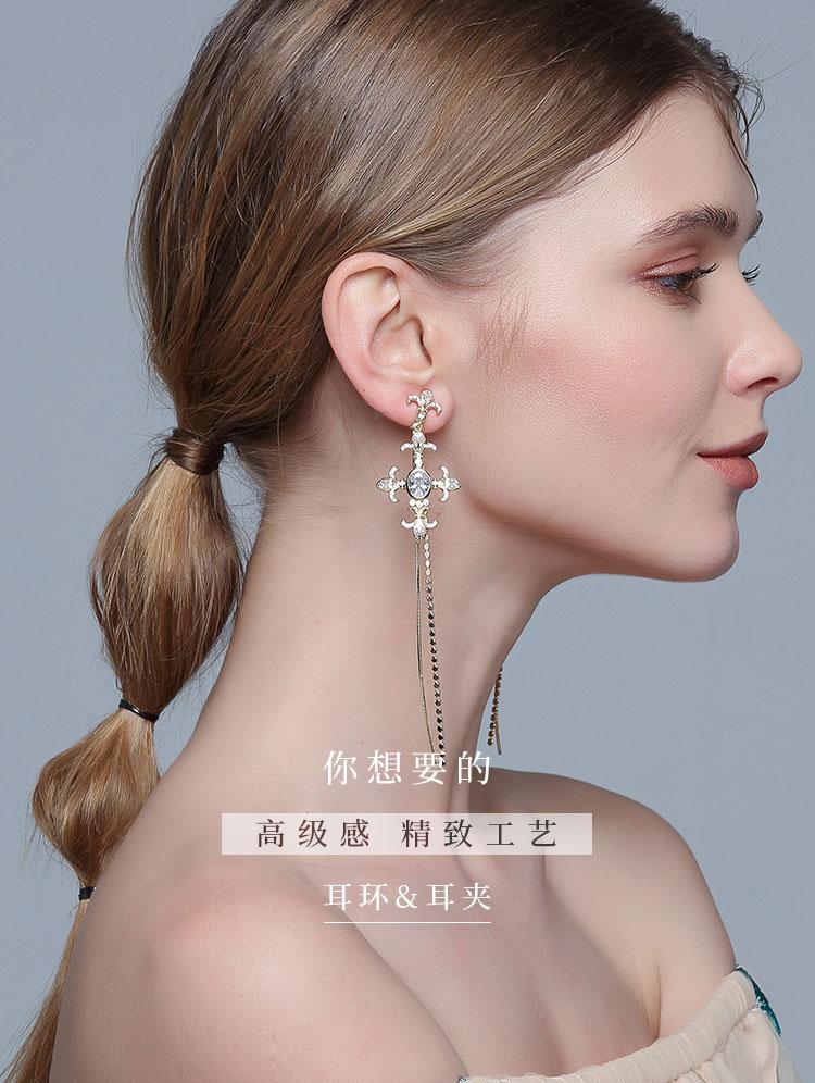 Clean warehouse, flawless, lint free cloth bag, original 85, do not return, do not change Baroque big cross, Tassel Earrings - dianjiang-