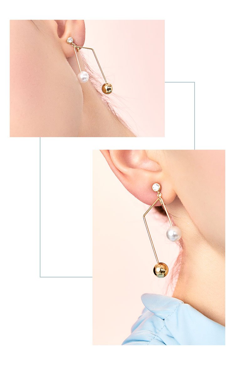 Simple design, simple design, sense of metal sound, imitation pearl earring, ear clip, ear clip, no ear hole, female, European and American personality, cold - dianjiang-