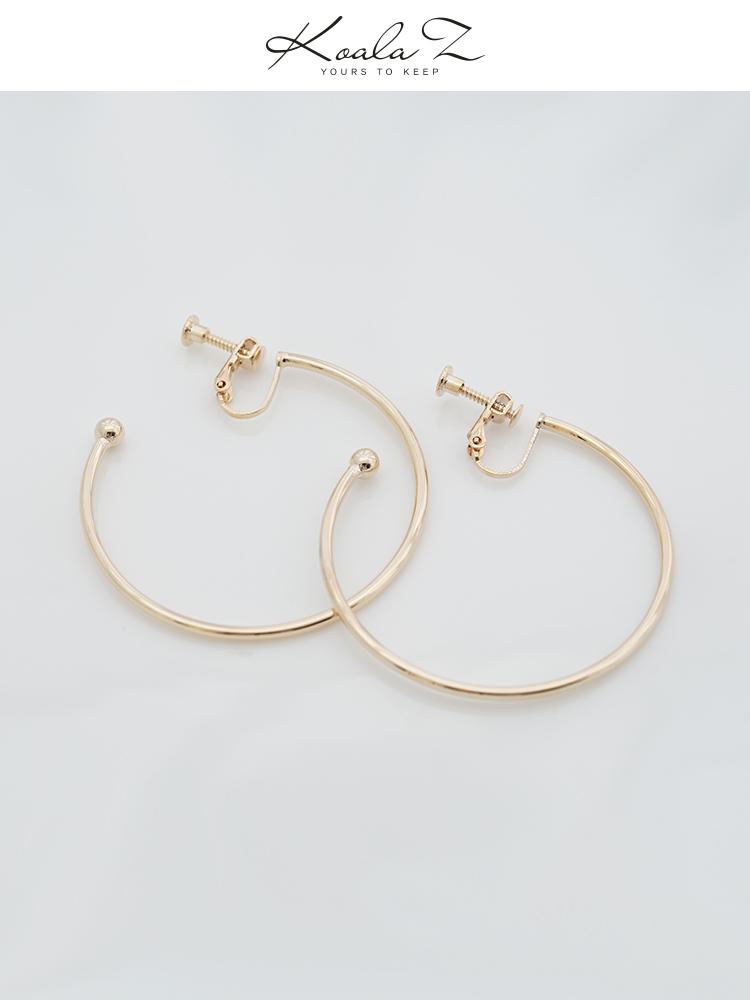 Cora Pig Europe and America Supermodel personality plating true gold simple exaggeration big circle metal hoop earrings no ear hole - dianjiang-