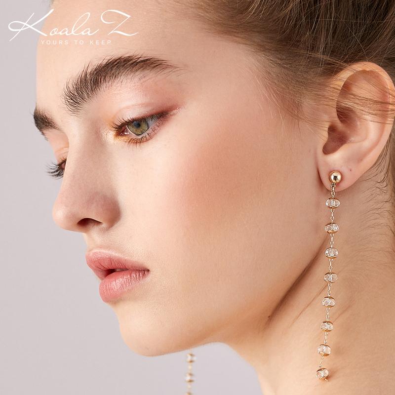 Clearance of the original 49.9 non-refundable lint-free bag long crystal beads tassel earrings ear clip - dianjiang-
