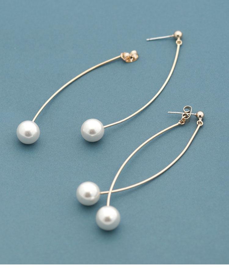 Simple curve pearl earrings and ear clip with no ear hole before and after Japanese style versatile girl temperament spiral simple cold wind - dianjiang-