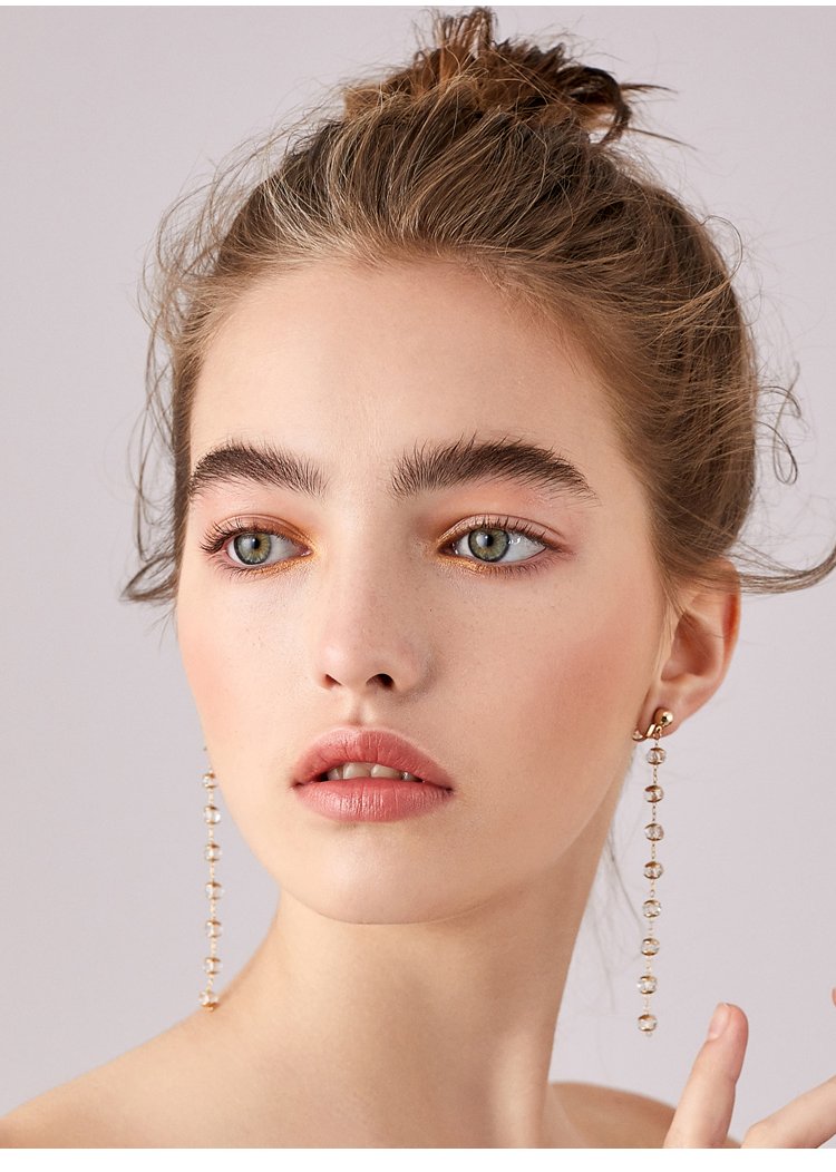 Clearance of the original 49.9 non-refundable lint-free bag long crystal beads tassel earrings ear clip - dianjiang-