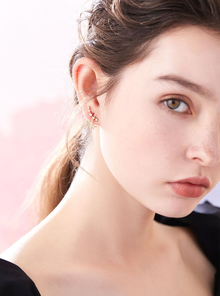 Simple curve zircon star mans exquisite small earring earring painless earring clip female daily versatile design - dianjiang-