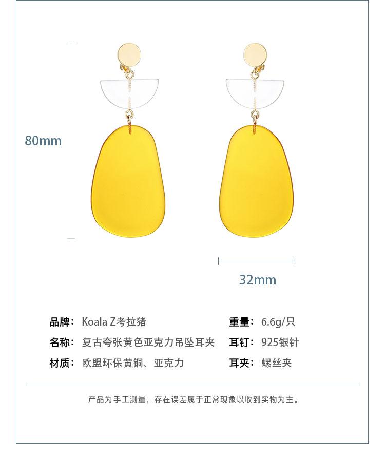 Hyperbole Gently ginger geometry European and American earrings no ear socket clip female - dianjiang-