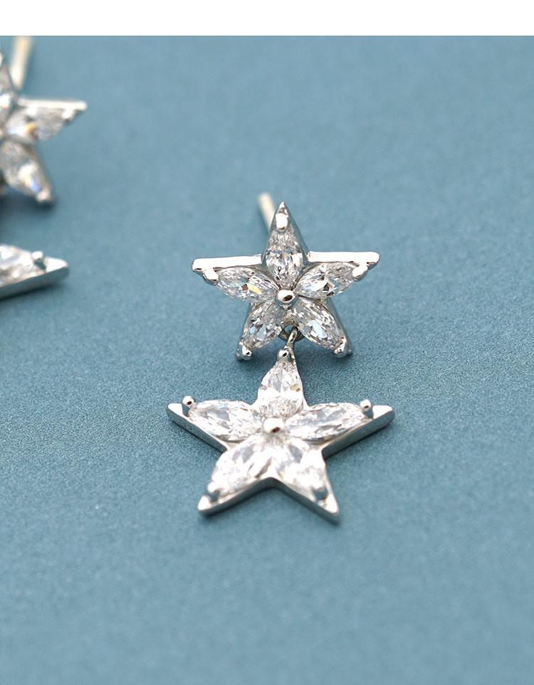 Simple choice 5A Zirconium splice star pentagram earring earrings ear clip no ear cavity female temperament Korea - dianjiang-